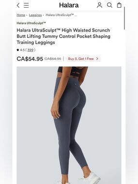 HALARA TikTok Viral Legging High-Waisted Butt Lift Tummy Control NWT XS MSRP $65